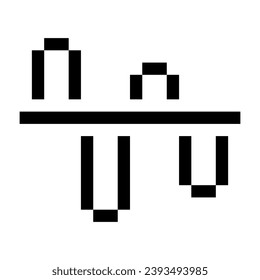Icono de línea de gráfico horizontal. Diagrama, gestión, corporación, trimestre, ingresos, contabilidad, datos, estilo de píxel. Icono multicolor sobre fondo blanco