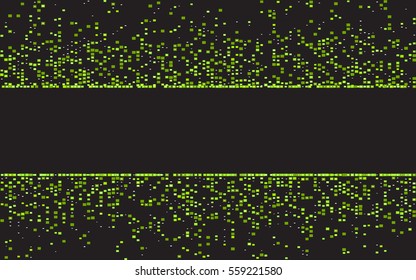 Horizontal green background with dispersed particles. Vector illustration for your graphic design.