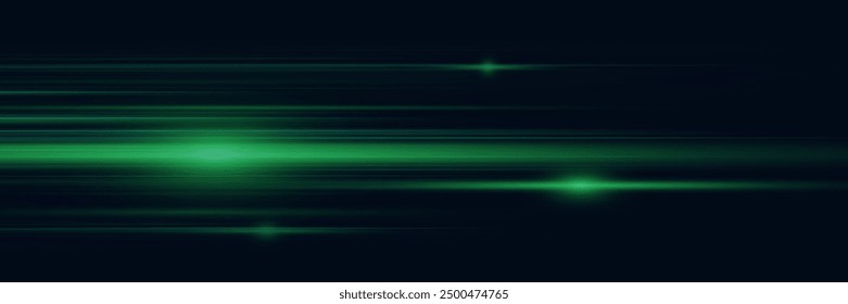 Horizontal green line effect. Dynamic movement of light effect.	
