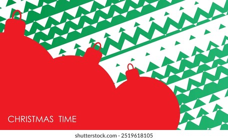 Fundo abstrato vermelho verde horizontal com ornamento de Natal alegre, capa, apresentação do site em formato HD. Layout de modelo de interface do usuário para design na Web de produtos da Internet. Banner do vetor