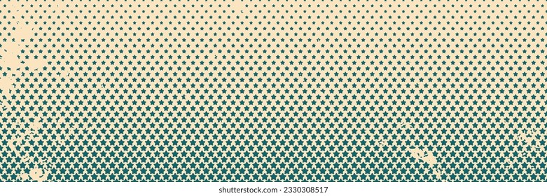 Horizontal  green stars design for patterns and backgrounds, retro vintage background.
