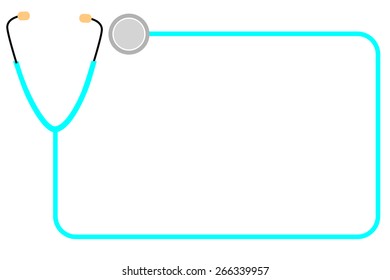 Horizontal Green Stethoscope Frame at white background