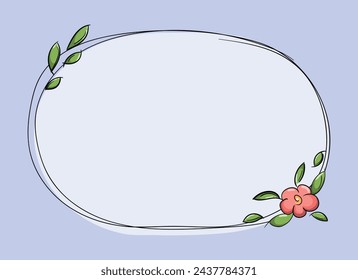 Horizontal greeting card template. Frame with floral ornament and place for text. Vector illustration.