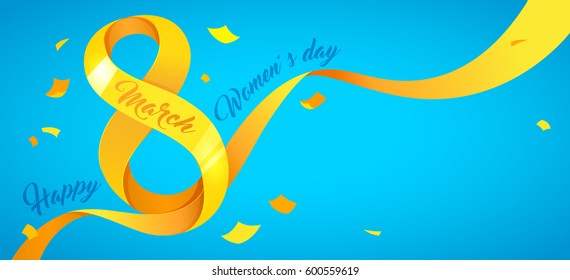 Horizontal Greeting card template. Happy International Women's Day template card for tickets, advertisements, newsletter, brochures, postcards, banners.

