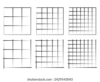 Horizontal grid lines in graph style, grid shapes vector design.
