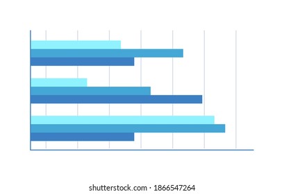 Horizontal grouped bar chart business infographic isolated