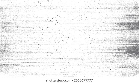 Horizontal grunge noise texture with dust and scratch elements. Abstract distressed halftone background. Vintage static interference pattern.
