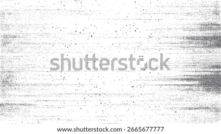 Horizontal grunge noise texture with dust and scratch elements. Abstract distressed halftone background. Vintage static interference pattern.
