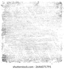 Horizontal Grunge Stripe Texture with Rough Streaks. Distressed Ink Lines and Noisy Surface Effect. Abstract Dirty Overlay Design on White Background. Isolated Vector for Print or Web Use.
