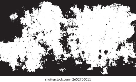 Horizontal Grunge Texture Overlay, High-Contrast Black and White Distressed Surface for Vintage or Horror Design