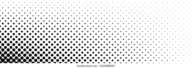 horizontal halftone of black circle design for pattern and background.