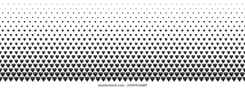 Horizontaler Halbton aus schwarzem Diamant-Design für Muster und Hintergrund.