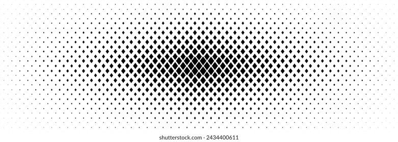 horizontal halftone of black diamond shape design for pattern and background.