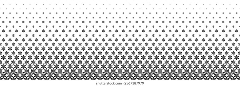 horizontal halftone of black flower design for pattern and background.