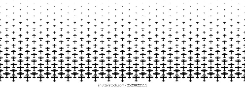 meio-tom horizontal de hélice preta design de avião clássico para padrão e fundo.