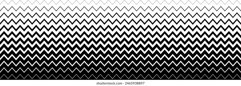 horizontal halftone of black zigzag design for pattern and background.