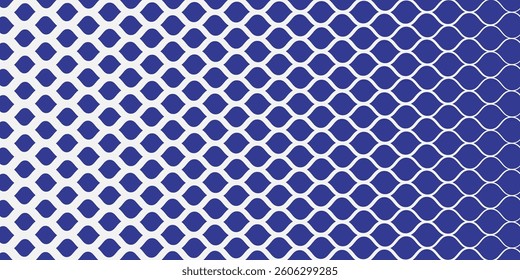 Horizontal halftone with blue ogee pattern background. Vector Illustrations.