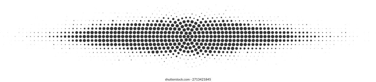 Horizontal halftone blur strip background for tech posters, audio visuals, modern banners, abstract digital effects vector illustration