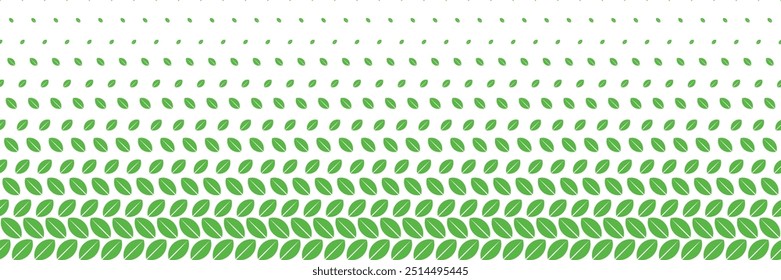 horizontal halftone of green leaves design for pattern and background.