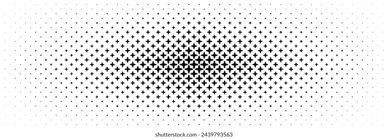 horizontal halftone from middle of black oval cross and oval plus design for pattern and background.