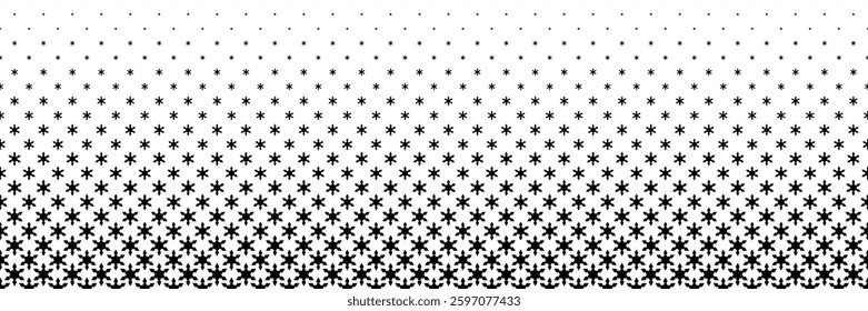 horizontal halftone of modern black bloom flower for pattern and background.