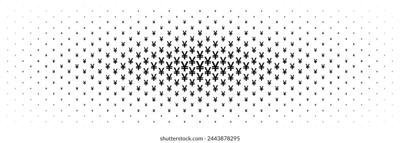 horizontal halftone of spread yen or yuan currency sign design for pattern and background.
