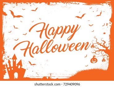 The horizontal Halloween background with grunge border
