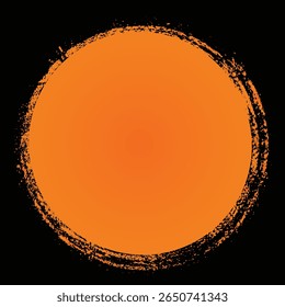 O fundo quadrado horizontal do banner do modelo preto do Halloween com borda laranja do círculo grunge