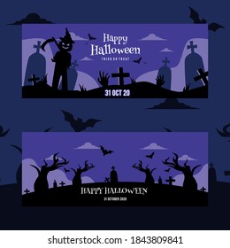 Horizontal Halloween party banner template