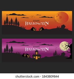 Horizontal Halloween party banner template