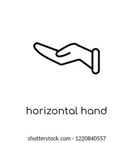 Horizontal Hand icon. Trendy modern flat linear vector Horizontal Hand icon on white background from thin line Hands and guestures collection, editable outline stroke vector illustration