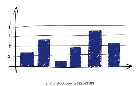 Horizontal Hand-drawn infographic featuring charts and graphs isolated on transparent background. Vector EPS10