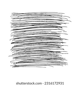 Horizontale Handschrift in Form eines Quadrats einzeln auf weißem Hintergrund. Handgezeichnete Doodles, durchkreuztes Quadrat, Bleistift, Stift.