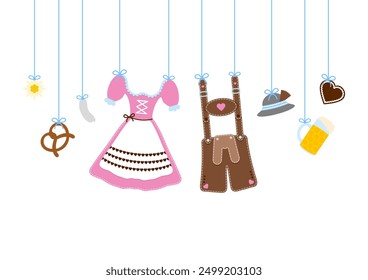 Horizontal Hanging Oktoberfest Symbols Hat Pink Brown