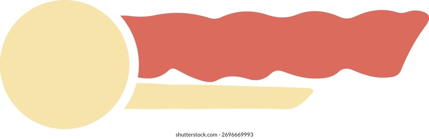 Design de cabeçalho horizontal com curvas vermelhas e beges fluindo, borda direita afiada