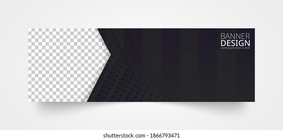 Horizontal header web banner design in black color. Vector template.