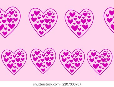 Horizontal heart pattern for fabric pattern and background
