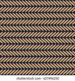 Horizontal herringbone dark blue and brown seamless pattern. Abstract simple background. Vector illustration.