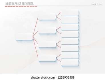 Horizontal Hierarchy.Organization Chart White Template.