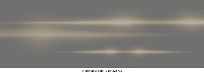 Horizontal highlights. Laser beams of light. Beautiful light flashes. On a transparent background.
