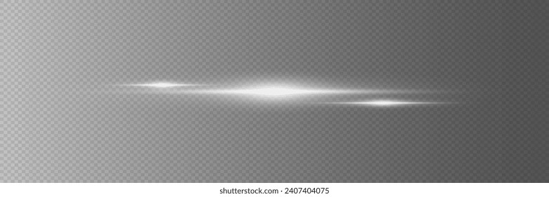 Horizontal highlights. Laser beams of light. Beautiful light flashes. On a transparent background.