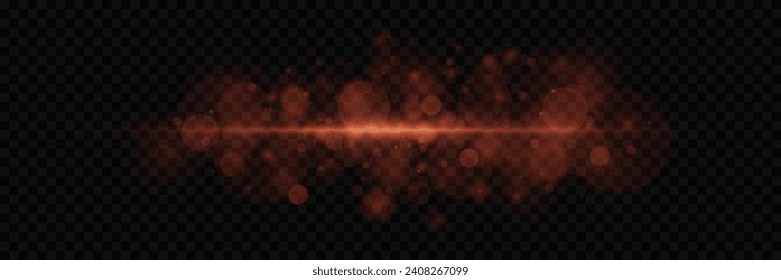 Horizontal highlights. Laser beams of light. Beautiful light flashes. On a transparent background.