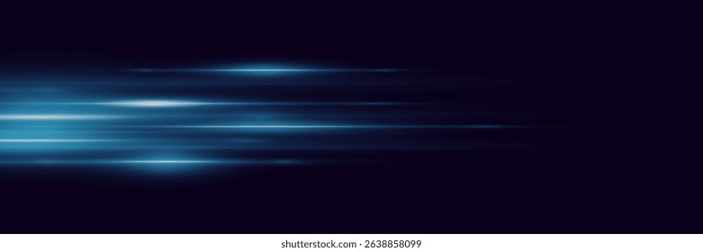 Horizontal highlights and lines on a dark background, the effect of a glowing lens flare.