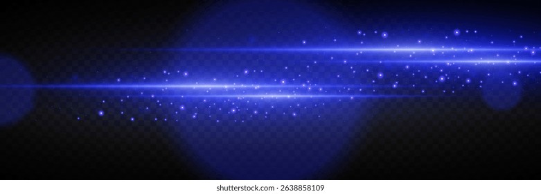 Horizontal highlights and lines on a dark background, the effect of a glowing lens flare.