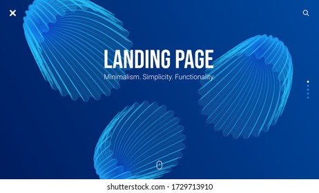 Horizontal homepage background. Vector illustration of jellyfish. Blue poster. Flyer for promotional and advertising. Modern landing page. Minimalism in abstraction. Ocean liquid form.