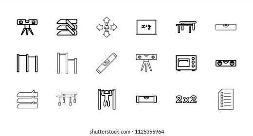 Horizontal icon. collection of 18 horizontal outline icons such as level ruler, blackboard, blackboard x+y, bar   tightening. editable horizontal icons for web and mobile.