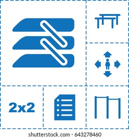 Horizontal icon. set of 6 horizontal filled icons such as man move, blinds, paper, blackboard