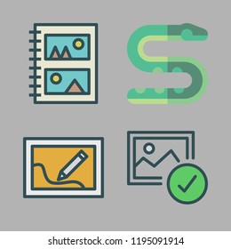 horizontal icon set. vector set about picture, snake and album icons set.