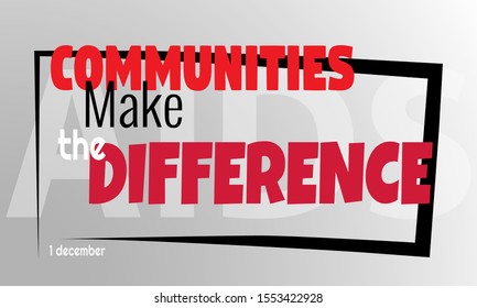 Horizontal illustration for AIDS day. Text and a black frame on a white-gray gradient background.