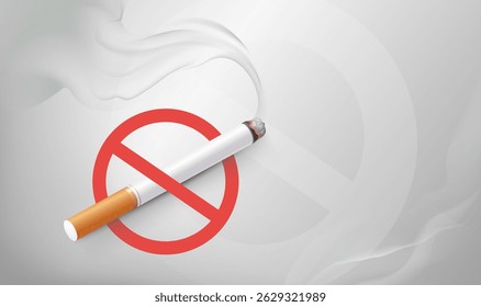 Horizontal illustration of cigarettes on a grey background on World No Smoking Day